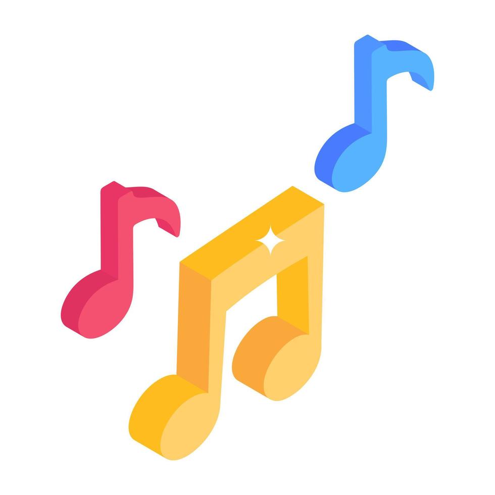 icona vettoriale isometrica delle note musicali per app e siti Web musicali
