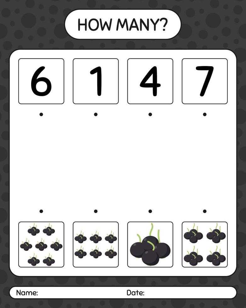 quanti giochi di conteggio con dewberry. foglio di lavoro per bambini in età prescolare, foglio di attività per bambini, foglio di lavoro stampabile vettore
