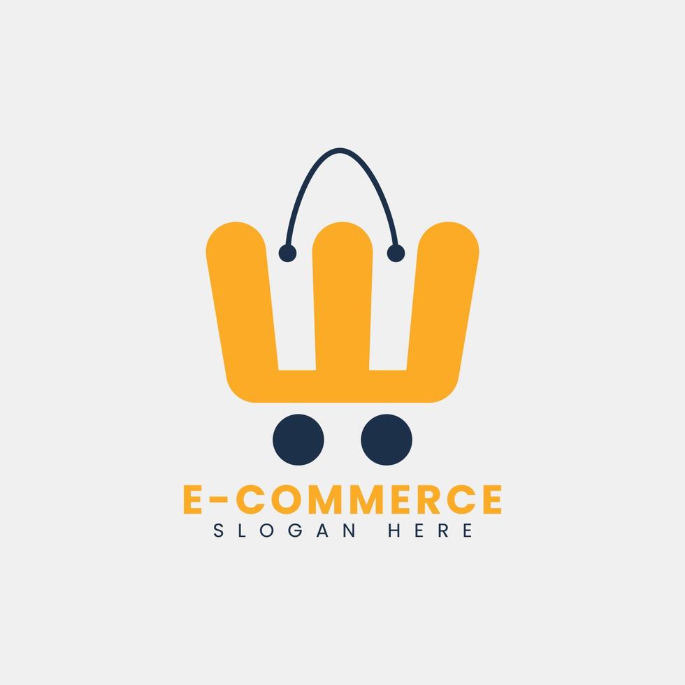 design del logo e-commerce astratto moderno creativo, modello di progettazione del logo del sacchetto della spesa online sfumato colorato vettore