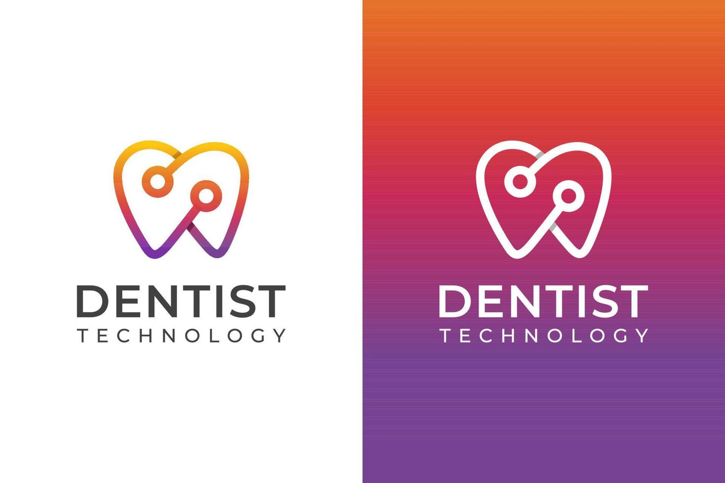 icona vettoriale tecnologia medica per dentista, design del logo dei denti di correzione