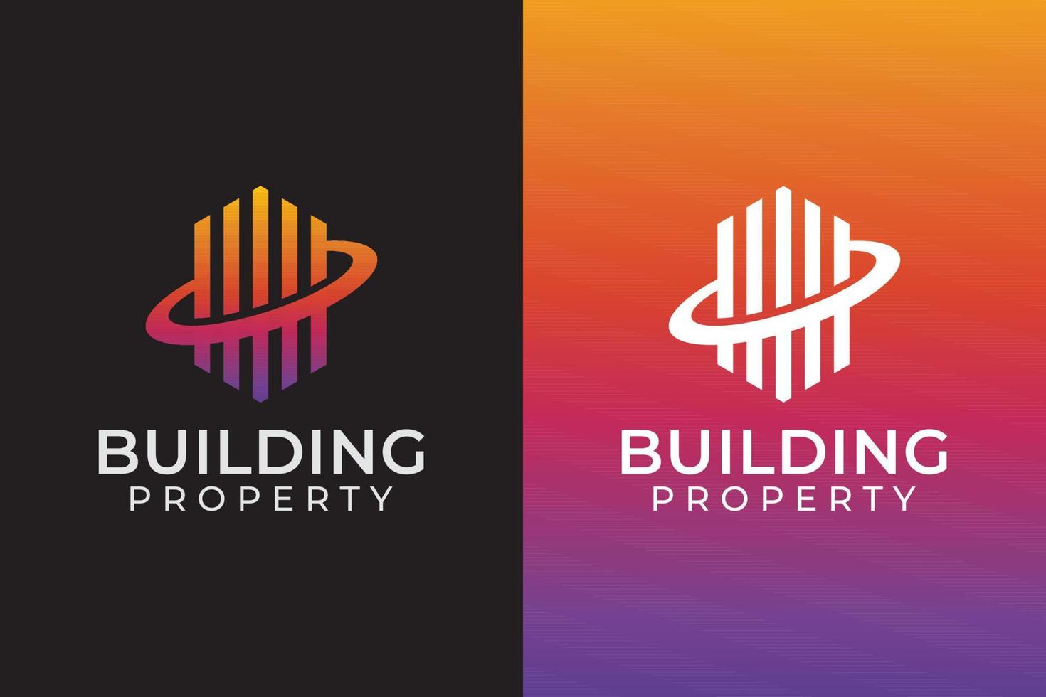 logo della proprietà dell'edificio moderno, appartamento, immobiliare, hotel. logo della tecnologia delle pinne vettore
