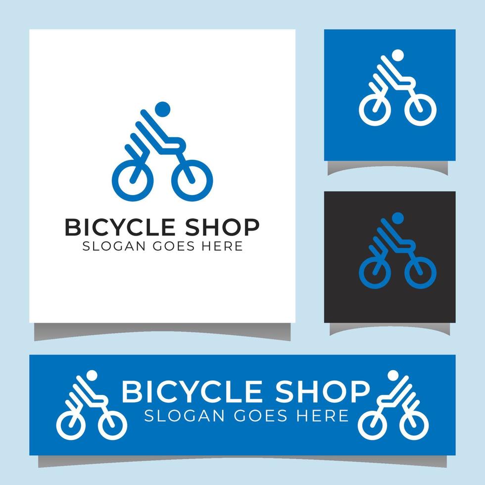 negozio di biciclette in stile line art e design del logo sportivo con design identitario vettore