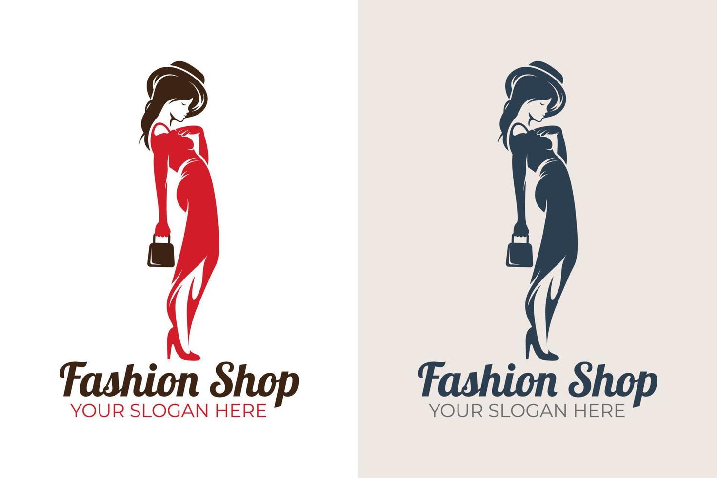 design elegante del logo della siluetta della donna di moda e bellezza vettore