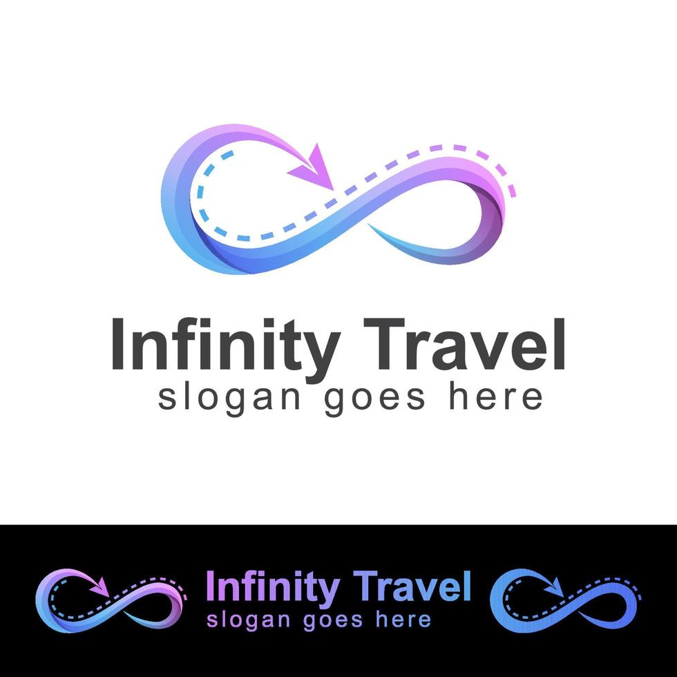 viaggio all'infinito colorato con un design del logo aereo. concetto di logo di viaggio dettagliato vettore