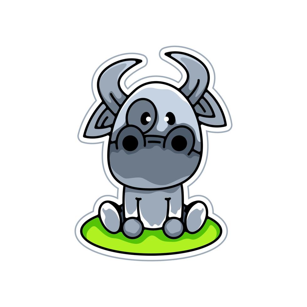illustrazione del logo della mucca carina seduta vettore