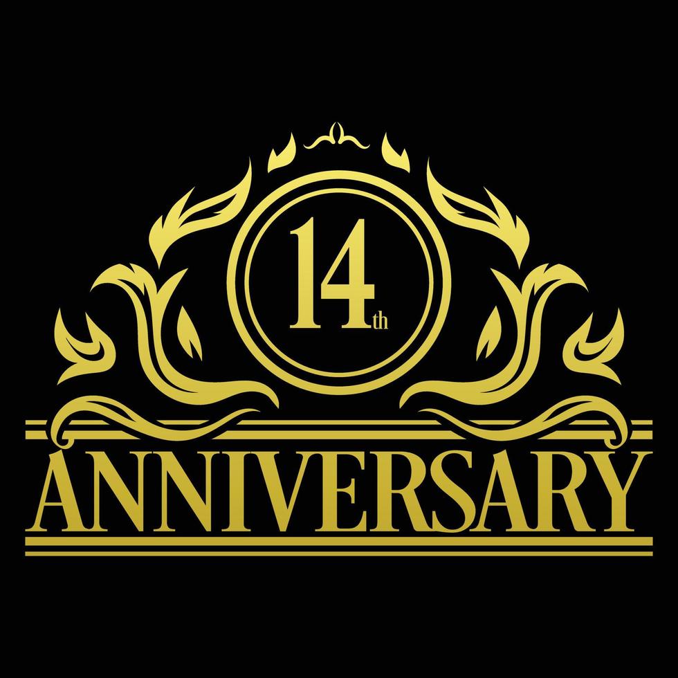 illustrazione del logo del quattordicesimo anniversario di lusso vector.free illustrazione vettoriale