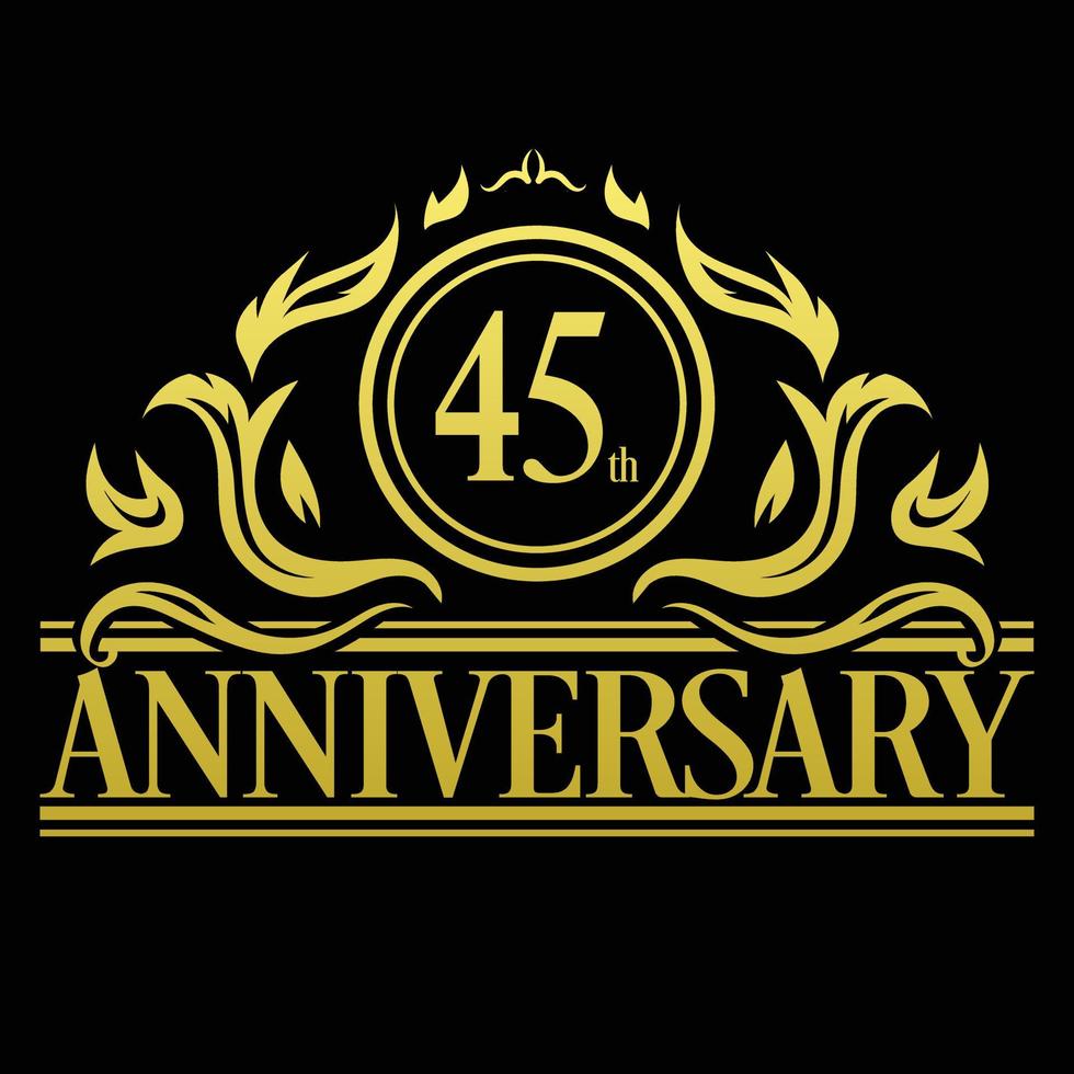 vettore di illustrazione del logo del 45° anniversario di lusso. illustrazione vettoriale gratuita