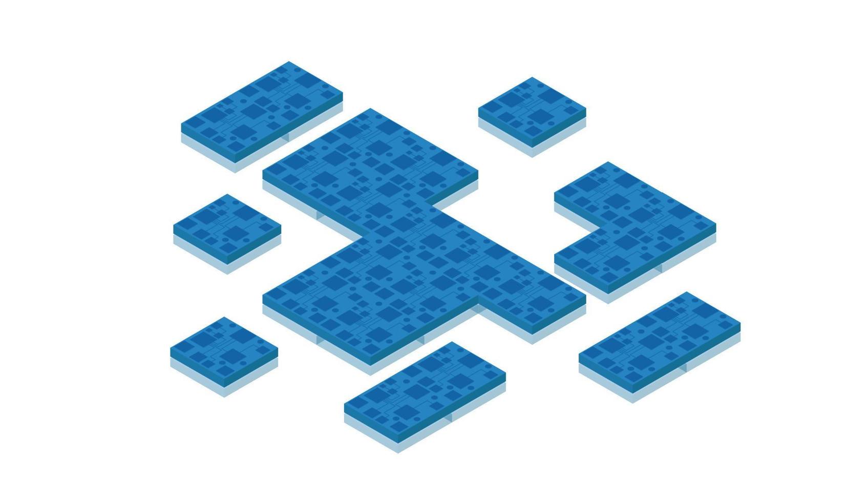 illustrazione in stile isometrico del pavimento futuristico adatto per i giochi vettore