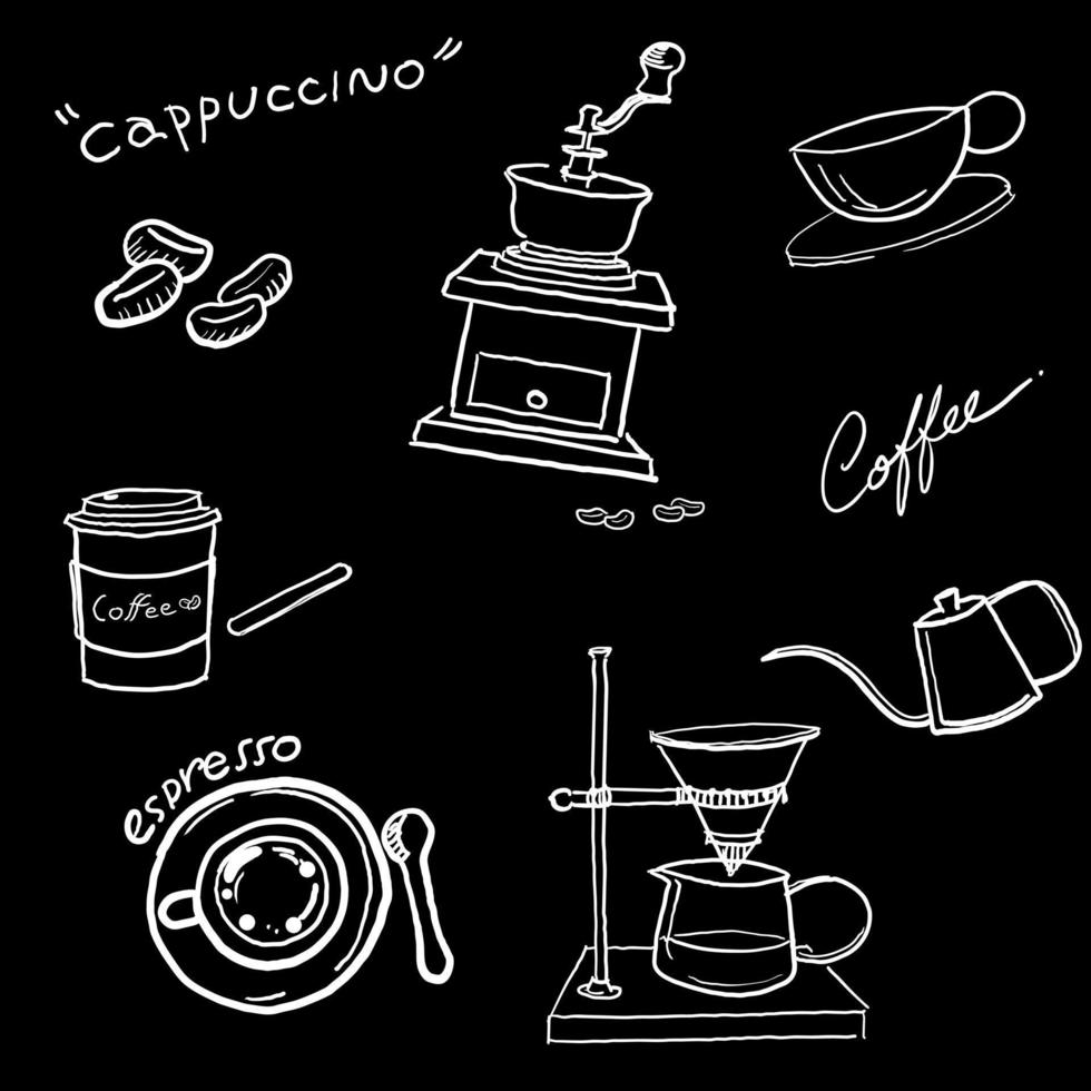 set da caffè illustrazione linea arte design vettore