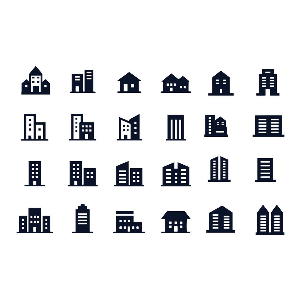 edifici icone disegno vettoriale