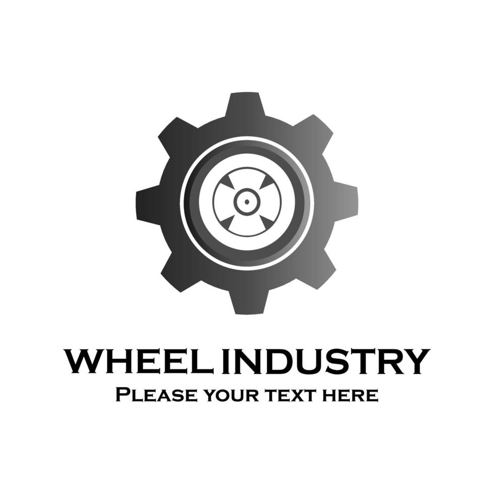 illustrazione del modello di logo dell'industria della ruota. ci sono ingranaggi e whell. adatto per industria, pulsanti, app, automobili, emblemi, simboli, dispositivi mobili ecc vettore