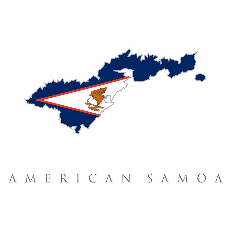 illustrazione vettoriale della mappa della bandiera delle samoa americane. mappa muta delle samoa americane con bandiera. usa con la bandiera delle samoa americane isolata su sfondo bianco. territorio d'oltremare non registrato degli Stati Uniti