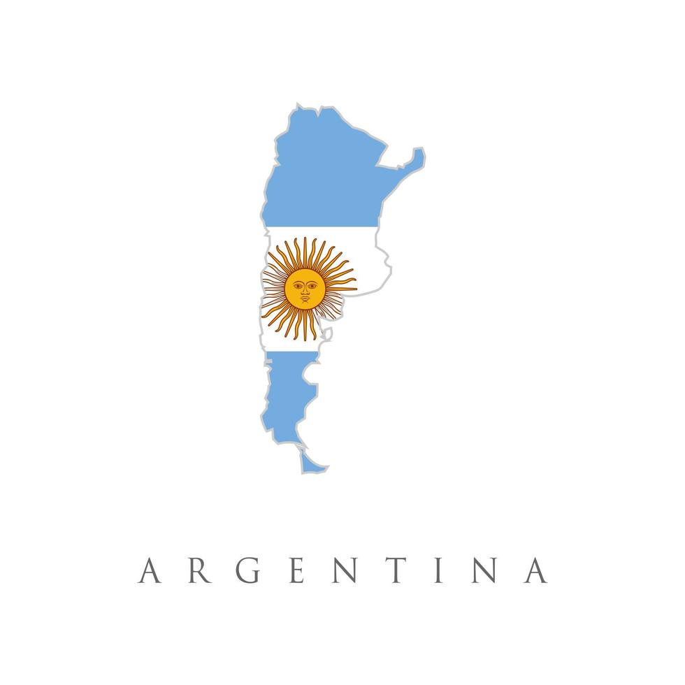 bandiera del paese argentina all'interno del logo dell'icona del design del contorno della mappa. alta dettagliata della mappa di illustrazione vettoriale argentina con bandiera. mappa della repubblica argentina con la decorazione della bandiera nazionale.