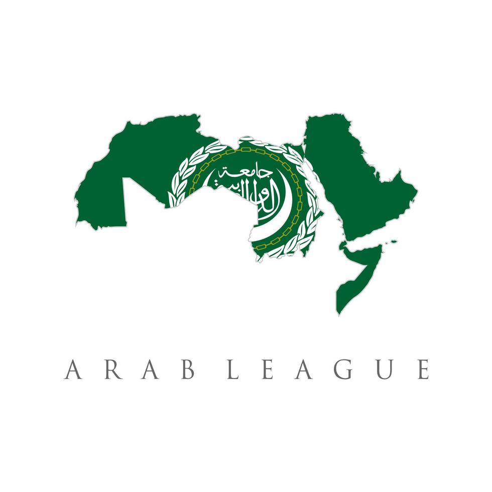 illustrazione vettoriale della mappa della bandiera della lega araba. lega degli stati arabi, organizzazione regionale internazionale, illustrazione vettoriale, icone piatte. immagine per la progettazione di infografica, sito Web, banner, mappa
