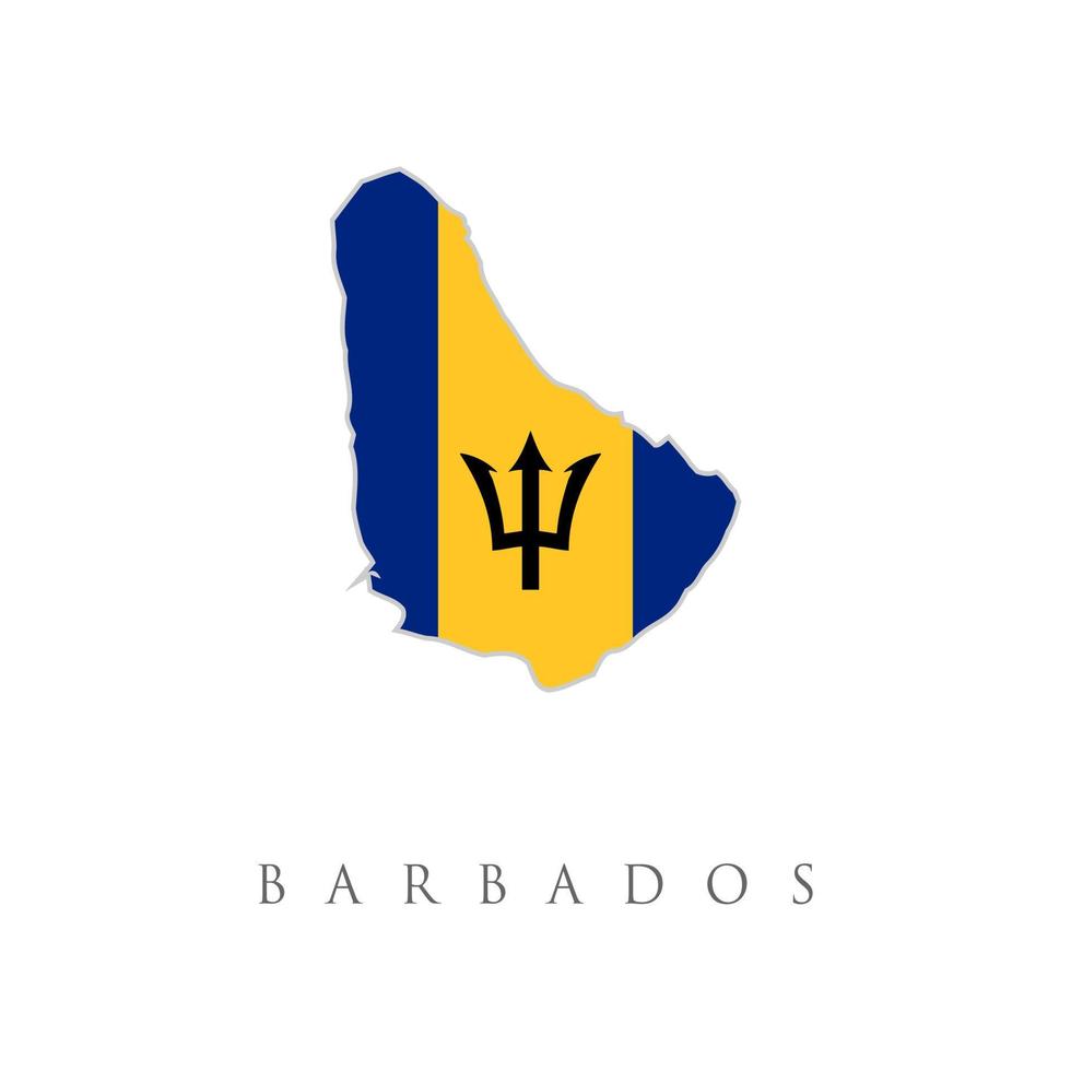 mappa della bandiera delle barbados. mappa della bandiera delle barbados con la bandiera nazionale isolata su sfondo bianco. illustrazione vettoriale. vettore