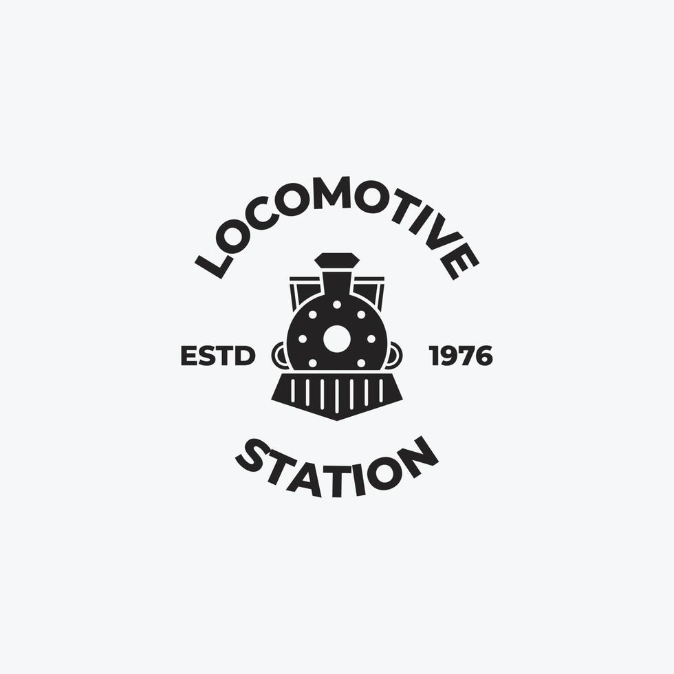 semplice illustrazione vettoriale del logo della locomotiva del treno vintage