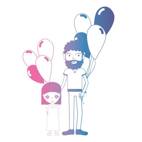 linea padre e figlia insieme a palloncini design vettore