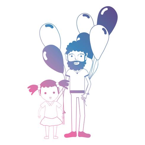 linea padre e figlia insieme a palloncini design vettore