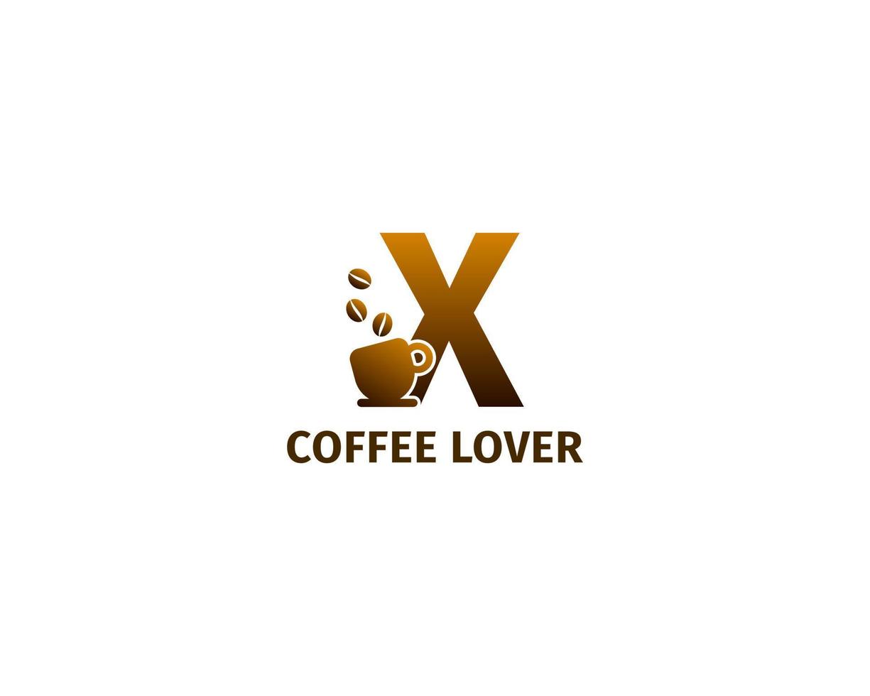 modello logo lettera x caffè e tazza vettore