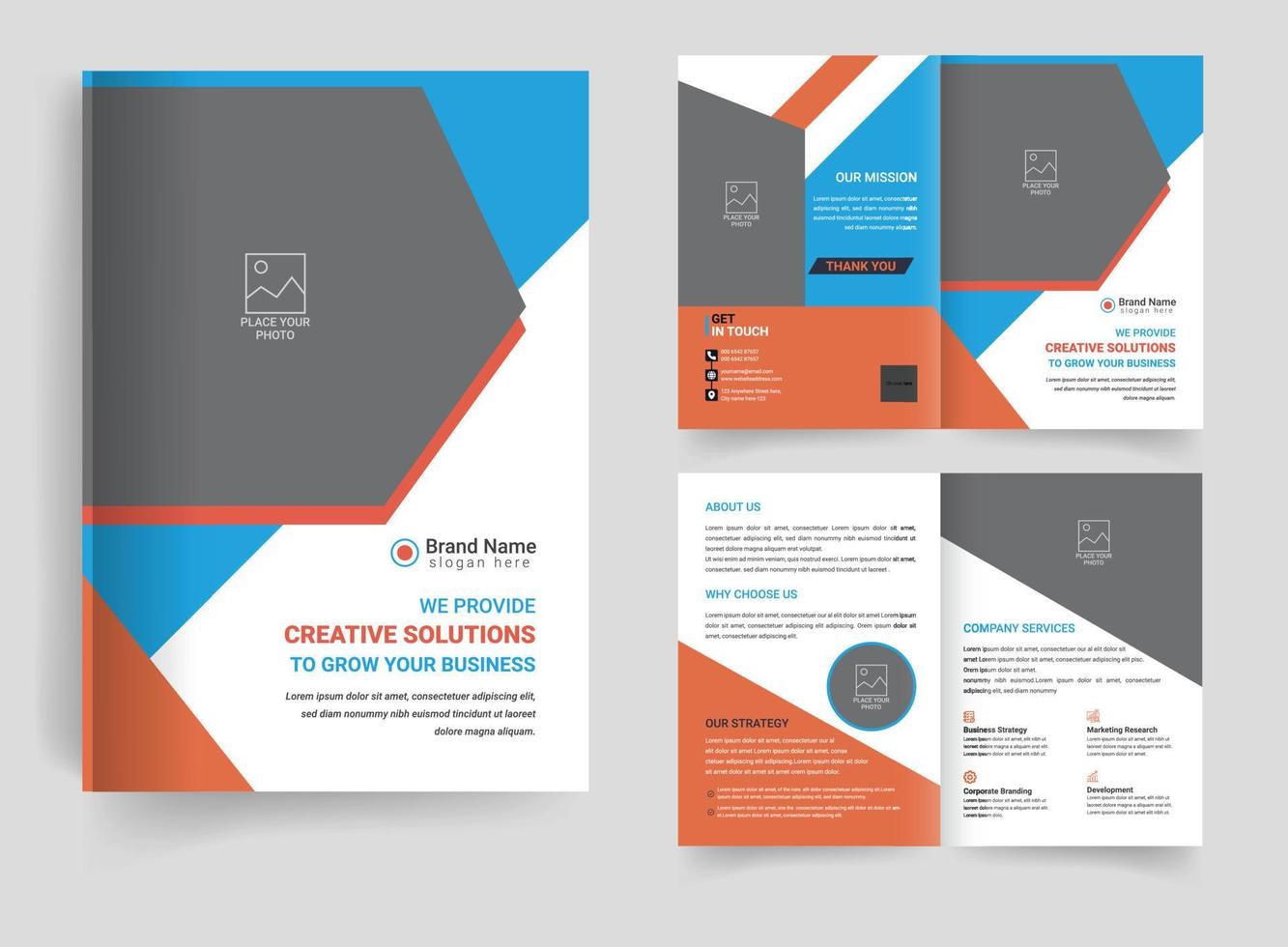 modello di progettazione di brochure bi-fold business minimalista stile premium con il concetto pulito vettore