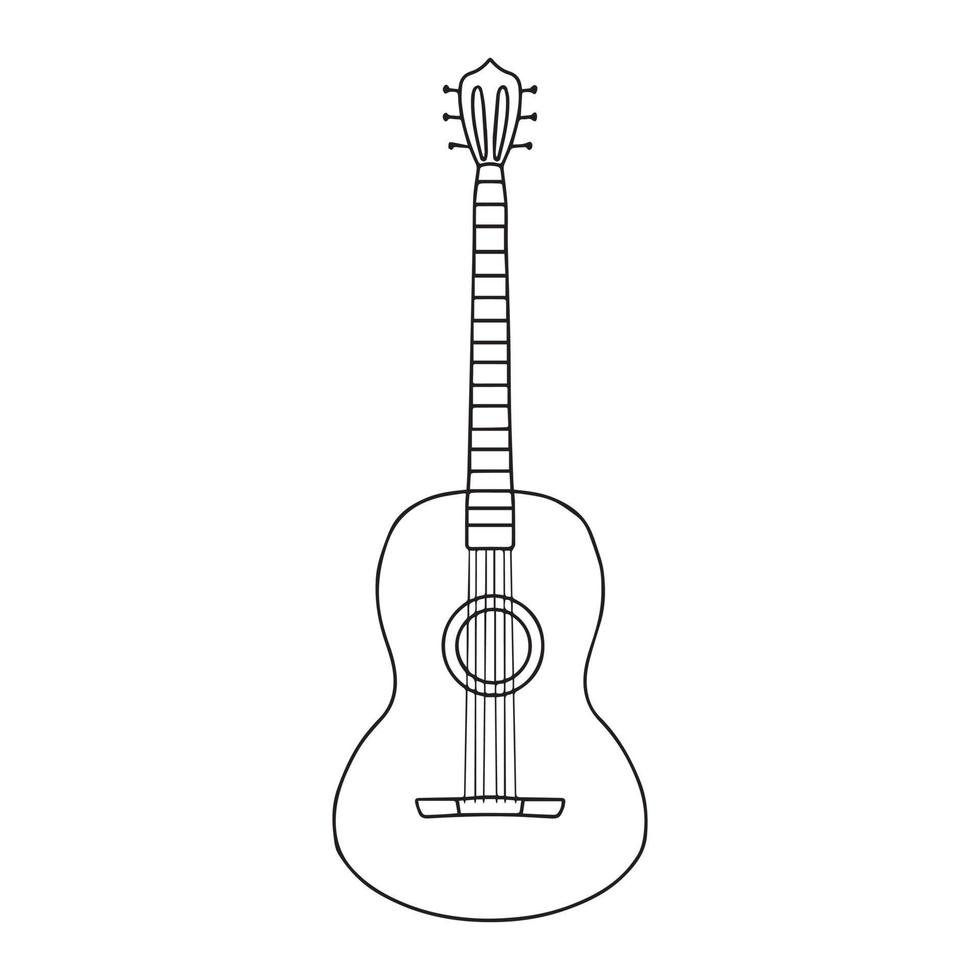 illustrazione vettoriale di una chitarra in stile doodle. chitarra lineare. strumento musicale.