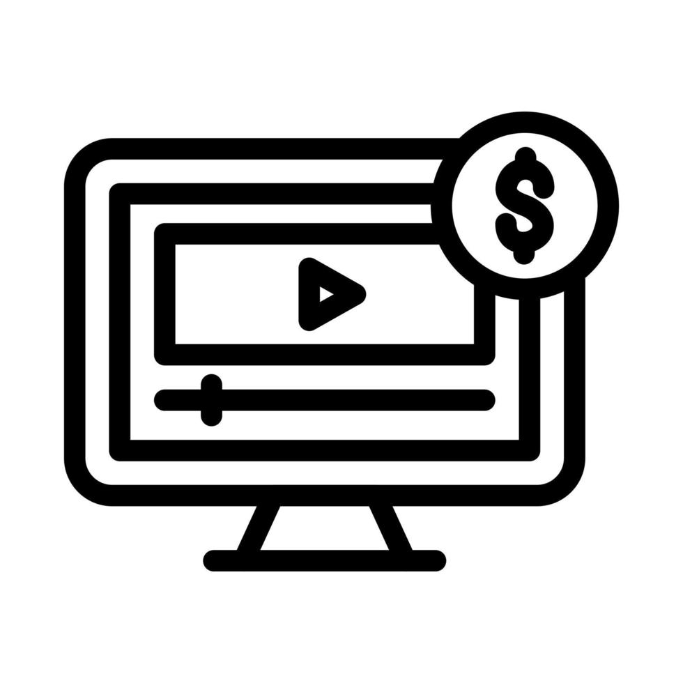 icona della linea multimediale a pagamento vettore