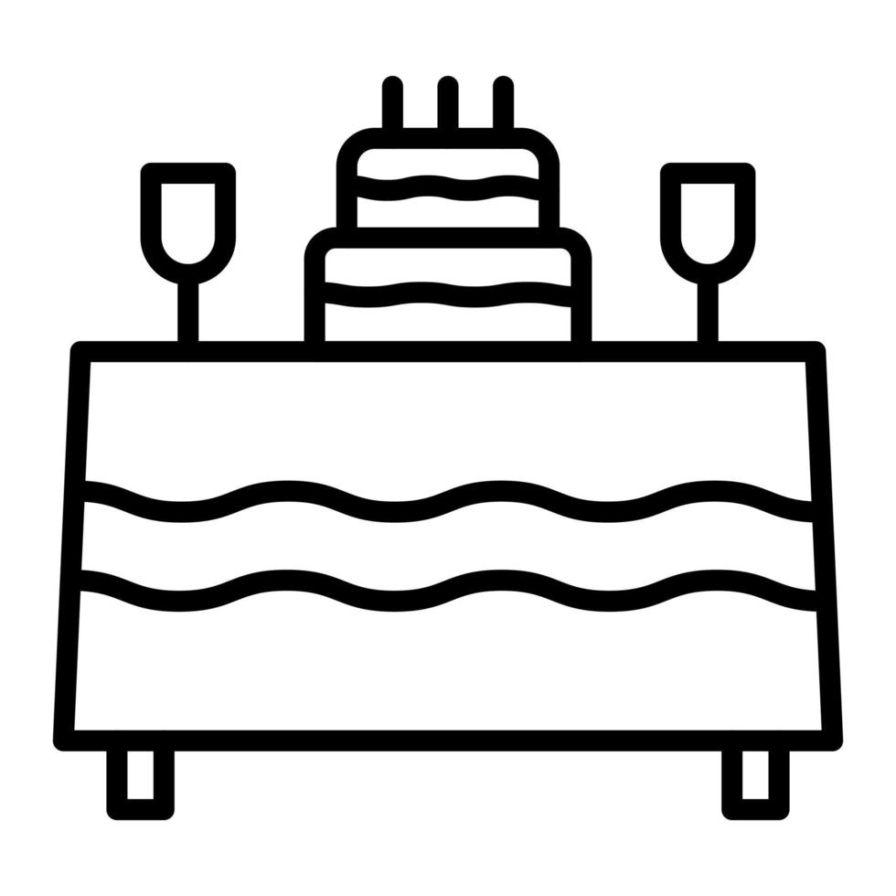 icona della linea della tabella di compleanno vettore