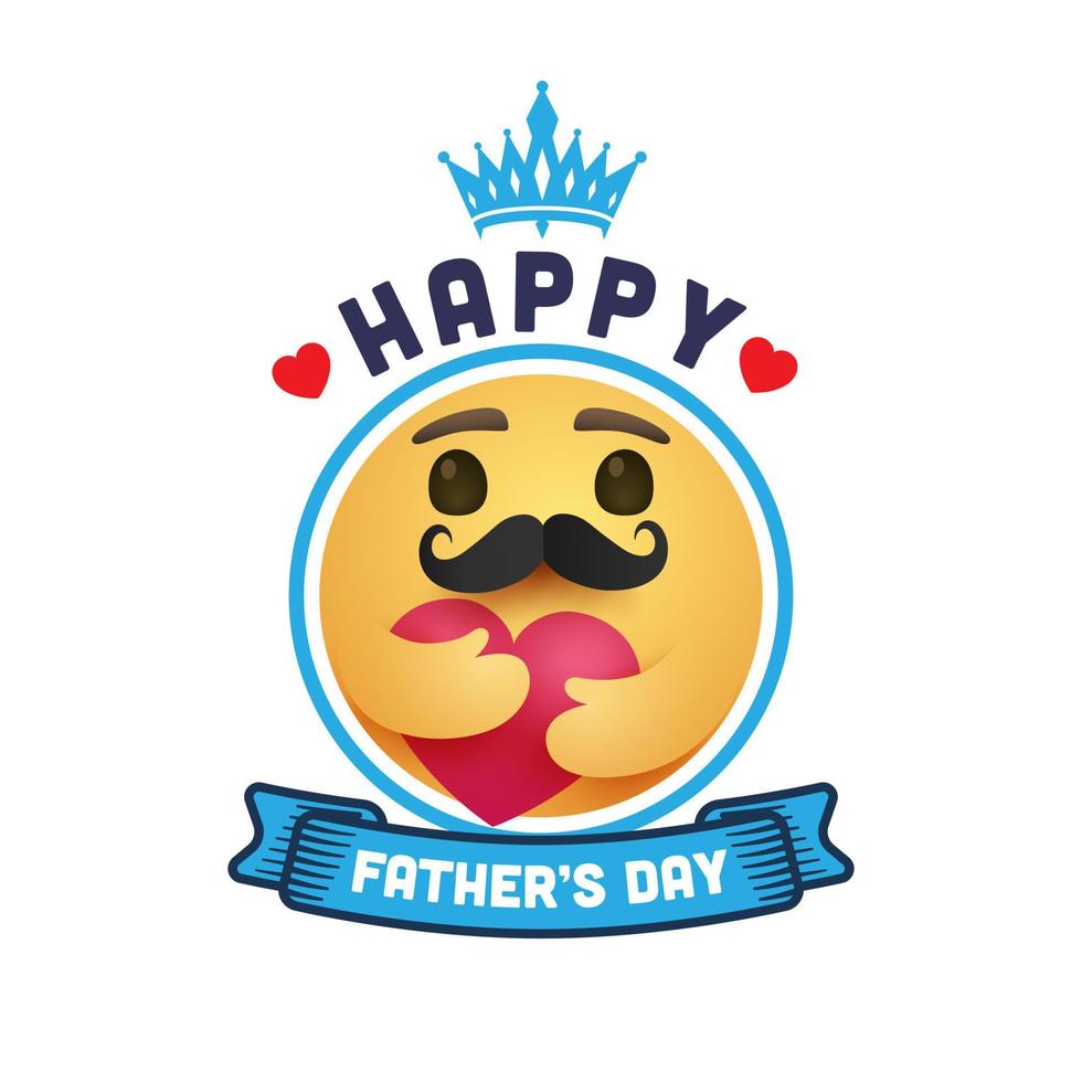 felice festa del papà con emoji giallo abbraccio cuore rosso saluti e regali per la festa del papà illustrazione vettoriale eps 10