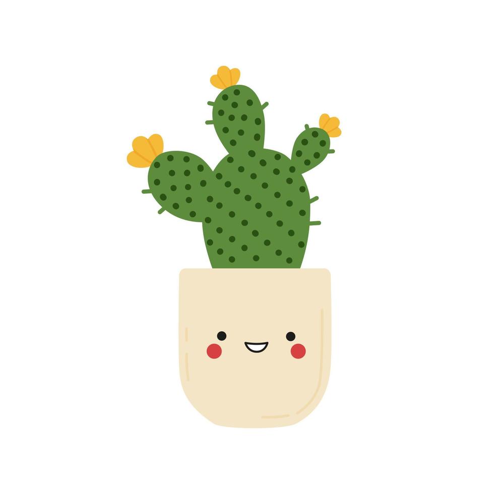 piccolo cactus in una simpatica illustrazione vettoriale pentola divertente