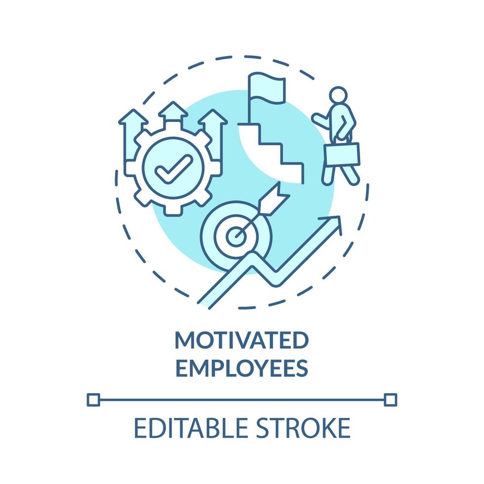 icona blu del concetto di dipendenti motivati. illustrazione di linea sottile di idea astratta di crescita interna. lavoratori coinvolti nel processo di crescita aziendale. disegno a colori di contorno isolato vettoriale. tratto modificabile vettore