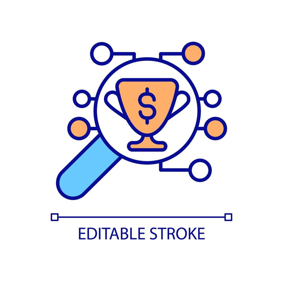 analizzare l'icona del colore rgb del sistema di ricompensa. gestione del programma fedeltà online. monitoraggio delle tecnologie dell'informazione. illustrazione vettoriale isolata. semplice disegno a tratteggio pieno. tratto modificabile