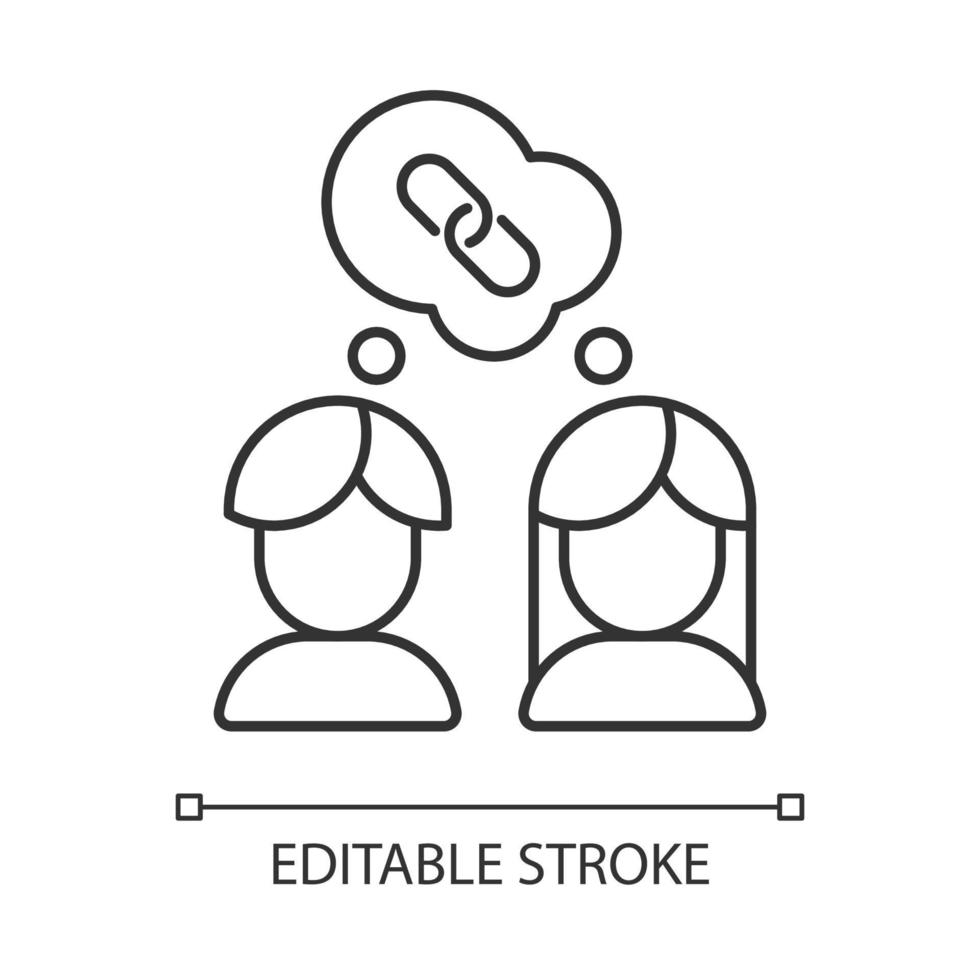 comprensione di altre opzioni icona lineare. intelligenza emotiva. capacità di ascolto e di accettazione. illustrazione personalizzabile a linea sottile. simbolo di contorno. disegno di contorno isolato vettoriale. tratto modificabile vettore