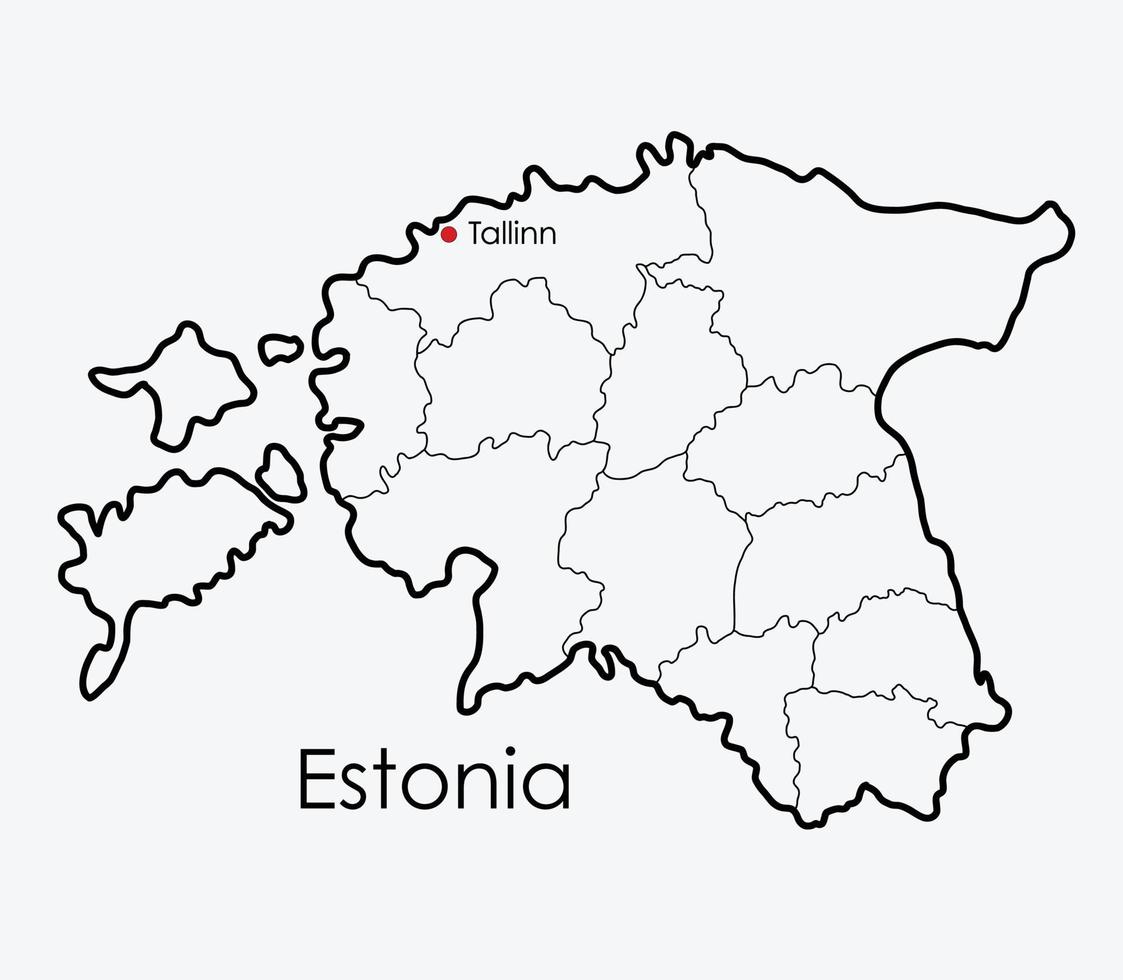 mappa estonia disegno a mano libera su sfondo bianco. vettore