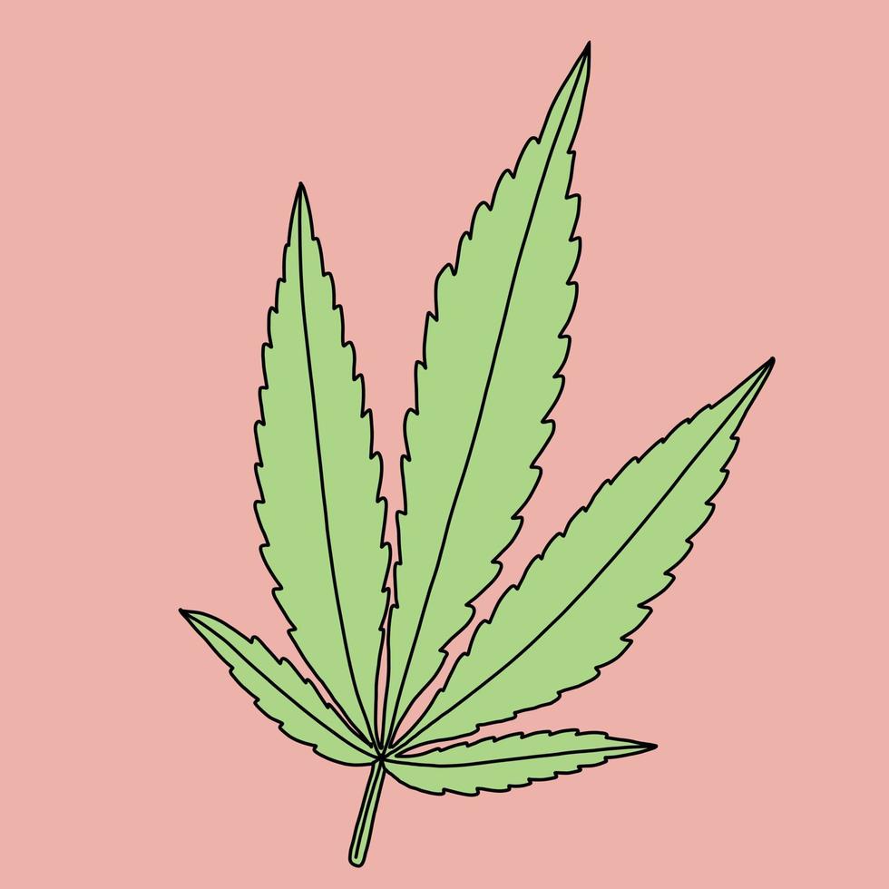 semplicità foglia di cannabis disegno a mano libera design piatto. vettore