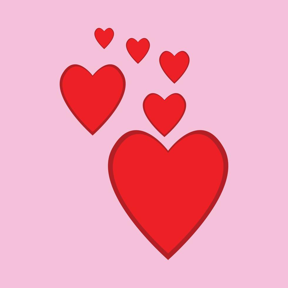 disegno dell'icona del cuore piatto rosso, su sfondo rosa vettore