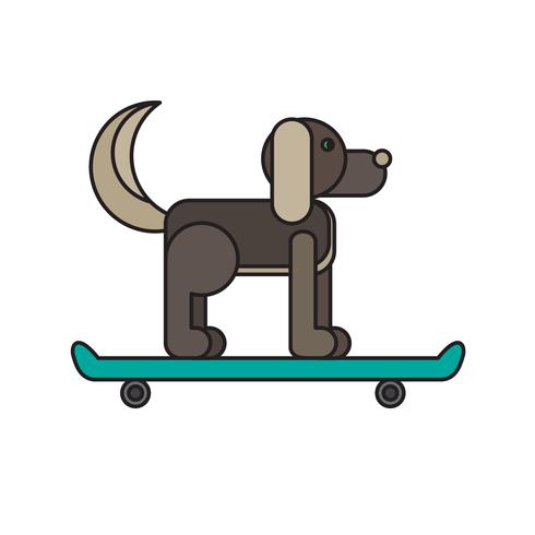 Cane seduto su uno skateboard vettore