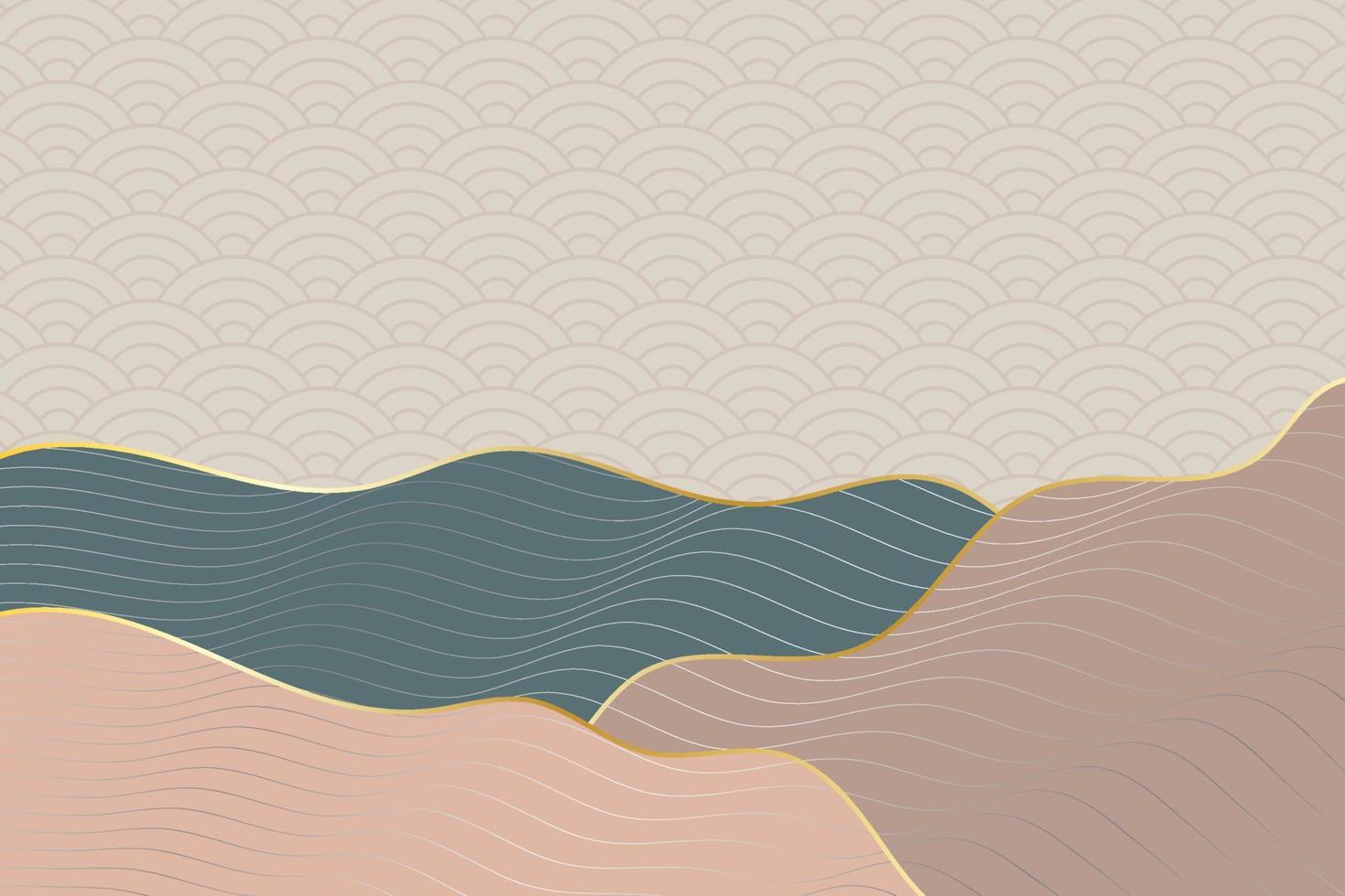 sfondo astratto stile onda con motivo geometrico giapponese e linee ondulate a strisce vettore