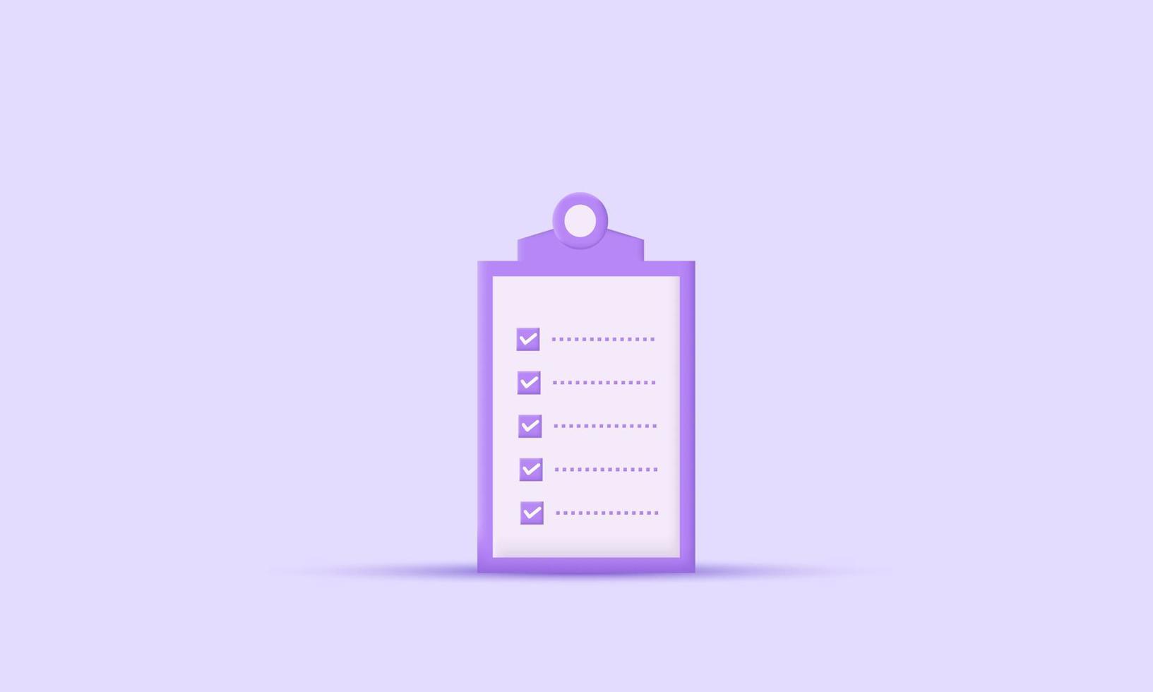 realistico clipboard checklist icona concetto 3d stile isolato su vettore