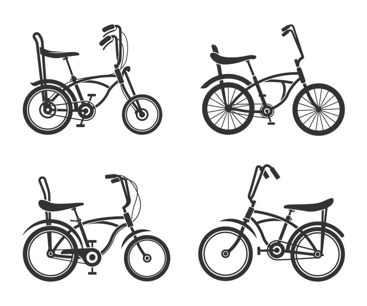 immagini della bici della sede della banana, simbolo dell'illustrazione della bicicletta, illustrazione di vettore su fondo bianco.