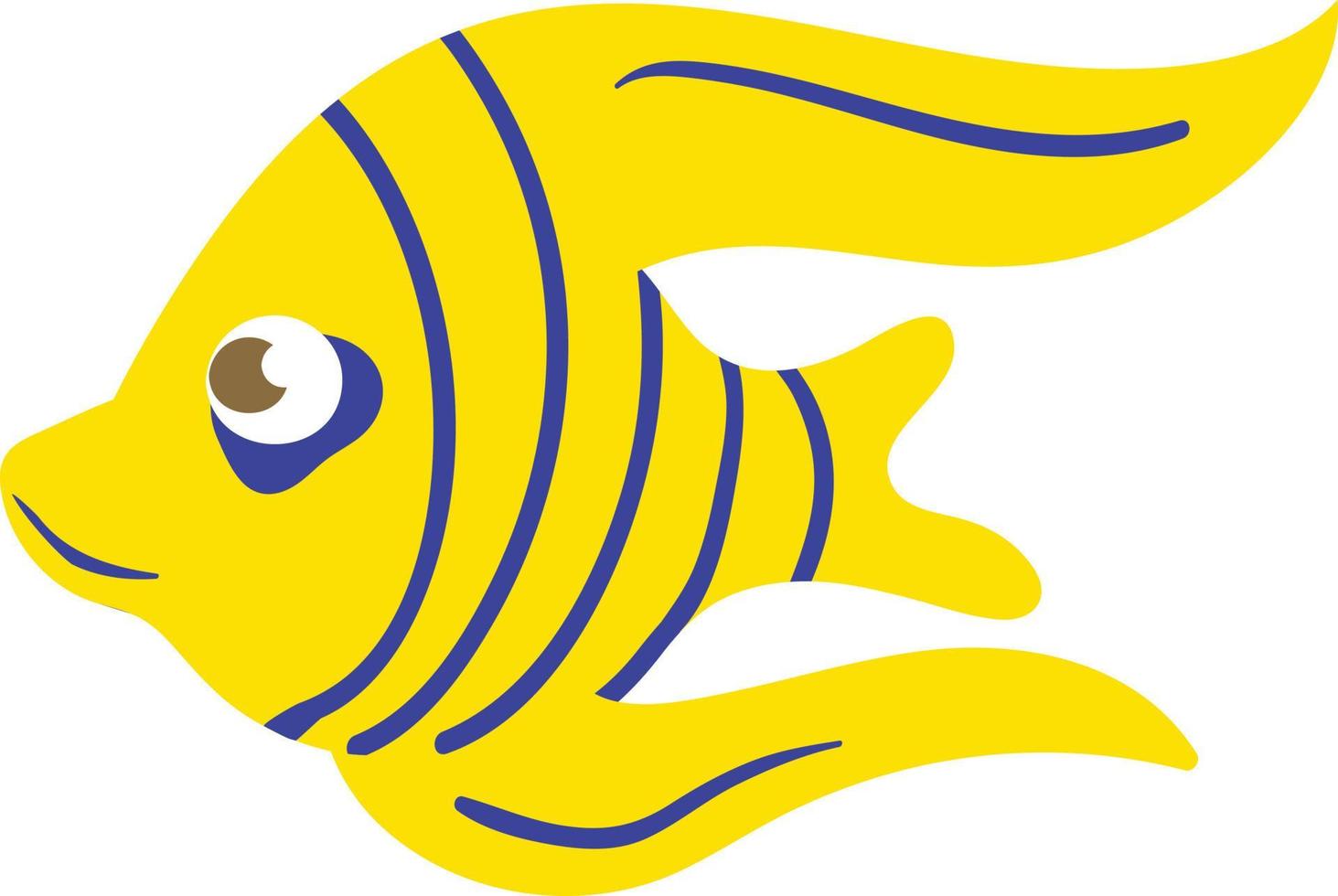 pesce farfalla giallo sorridente e nuoto. simpatico vettore di pesce giallo.