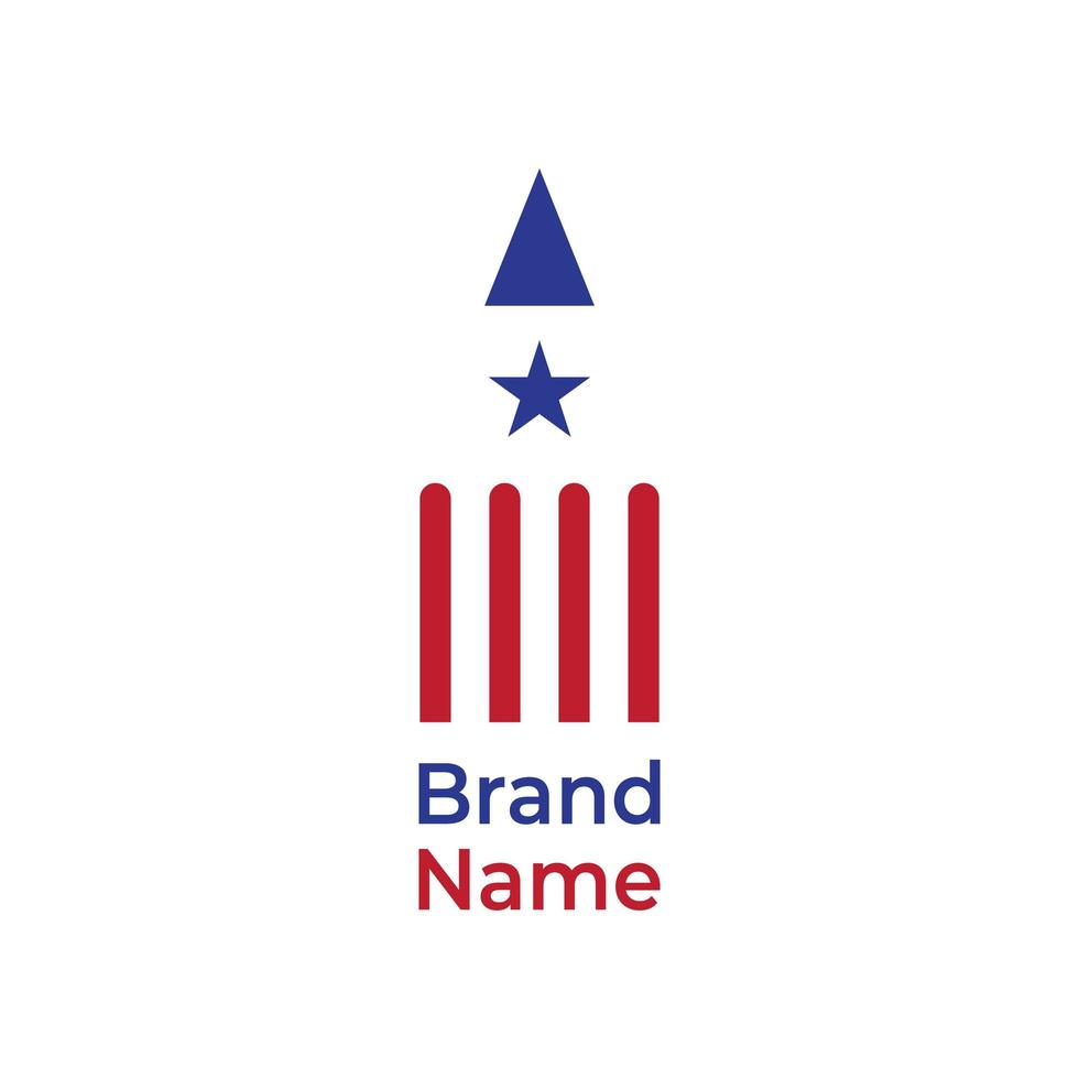 bandiera americana nel design del logo a matita vettore