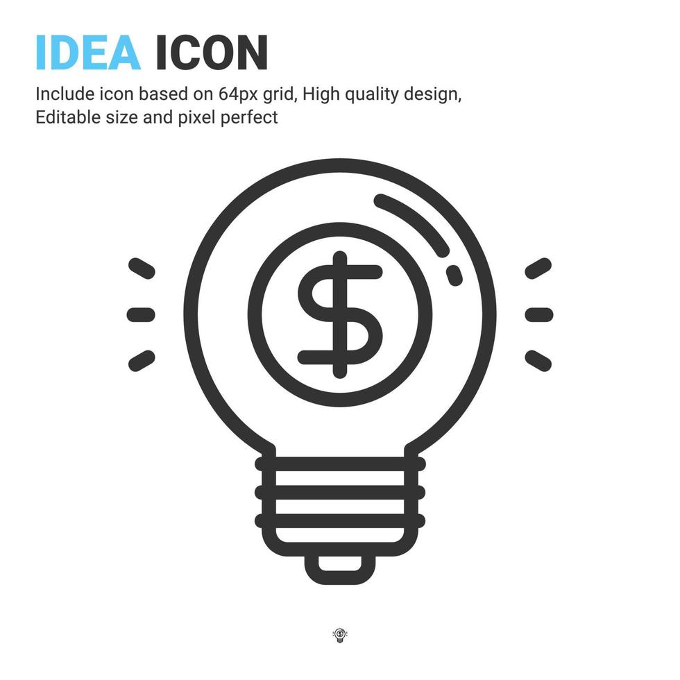 idea icona vettoriale con stile del contorno isolato su priorità bassa bianca. illustrazione vettoriale innovazione segno simbolo icona concetto per affari, finanza, industria, azienda, app, web e tutti i progetti