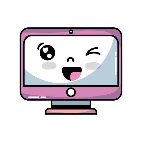 Kawaii carino monitor divertente schermo vettore