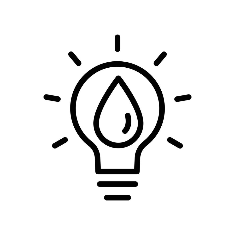 icona di energia dell'acqua. lampadina con acqua. stile icona linea. adatto per l'icona di energia rinnovabile. design semplice modificabile. vettore del modello di progettazione
