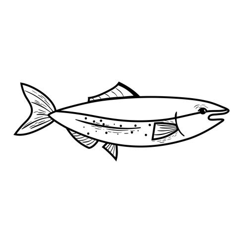 linea delizioso pesce di mare con alimentazione naturale vettore