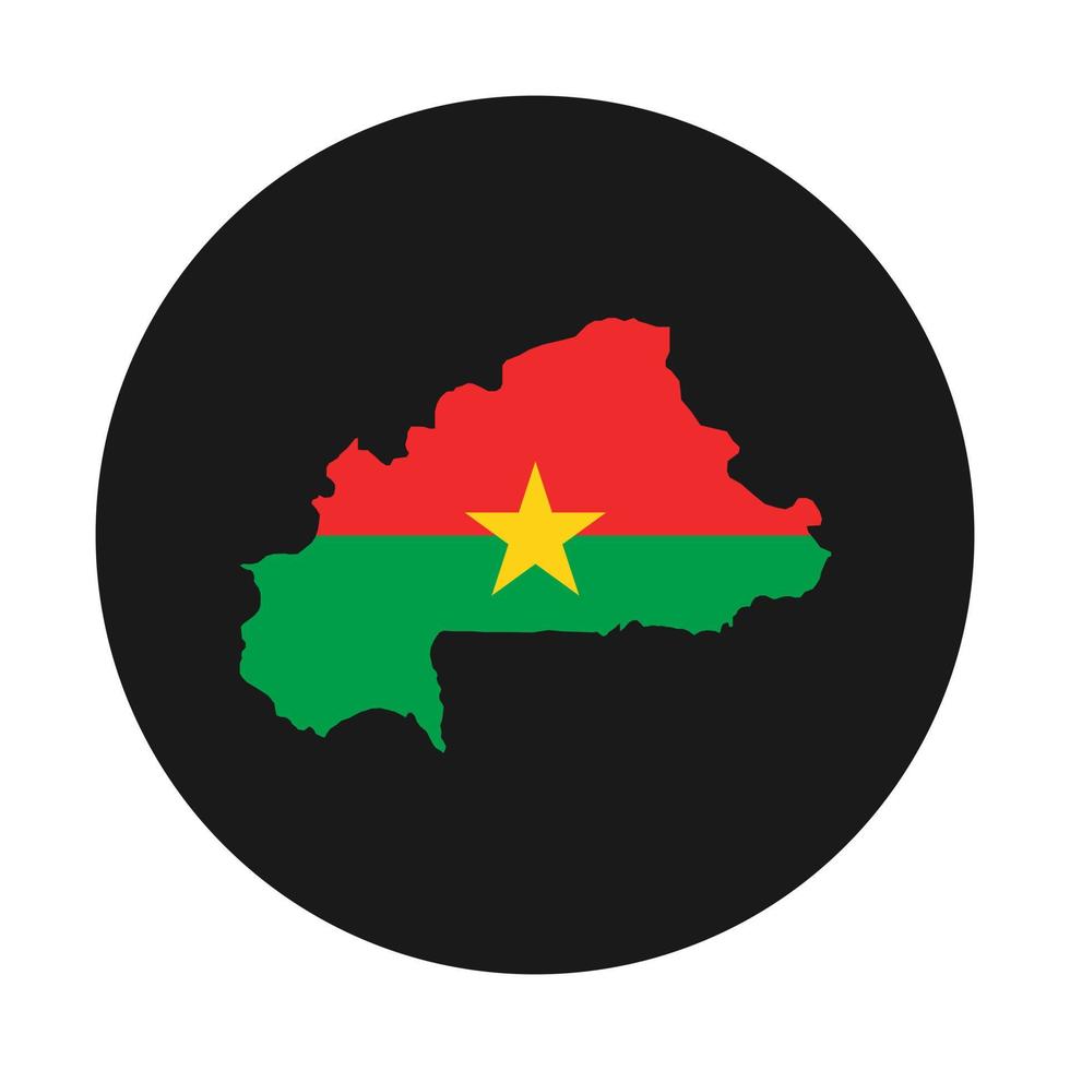 Burkina Faso mappa silhouette con bandiera su sfondo nero vettore