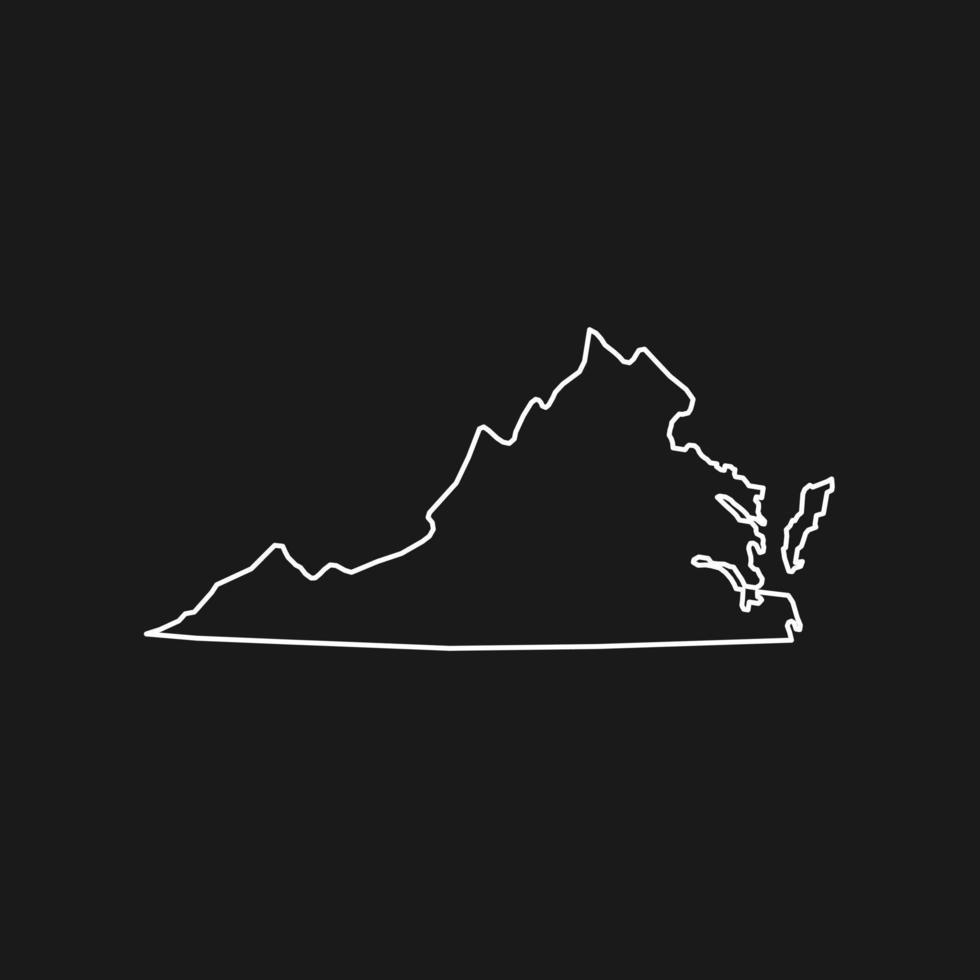 mappa della Virginia su sfondo nero vettore