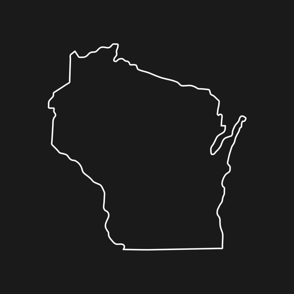Mappa del Wisconsin su sfondo nero vettore