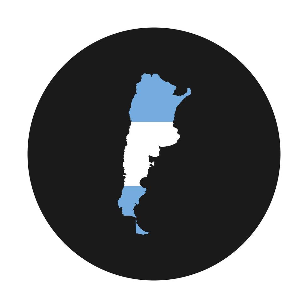 sagoma mappa argentina con bandiera su sfondo nero vettore