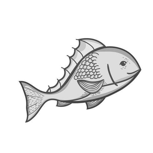 delizioso pesce in scala di grigi pesce con alimentazione naturale vettore